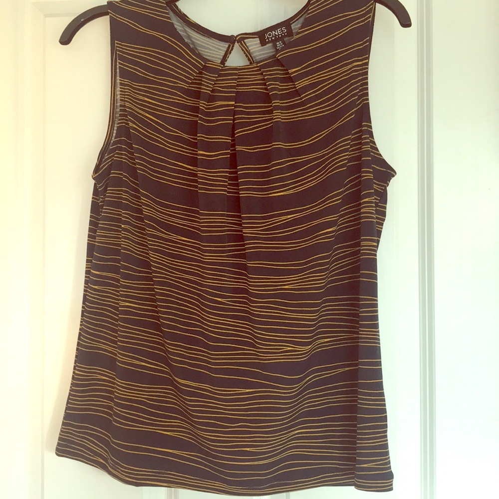 Jones New York sleeveless navy with gold top